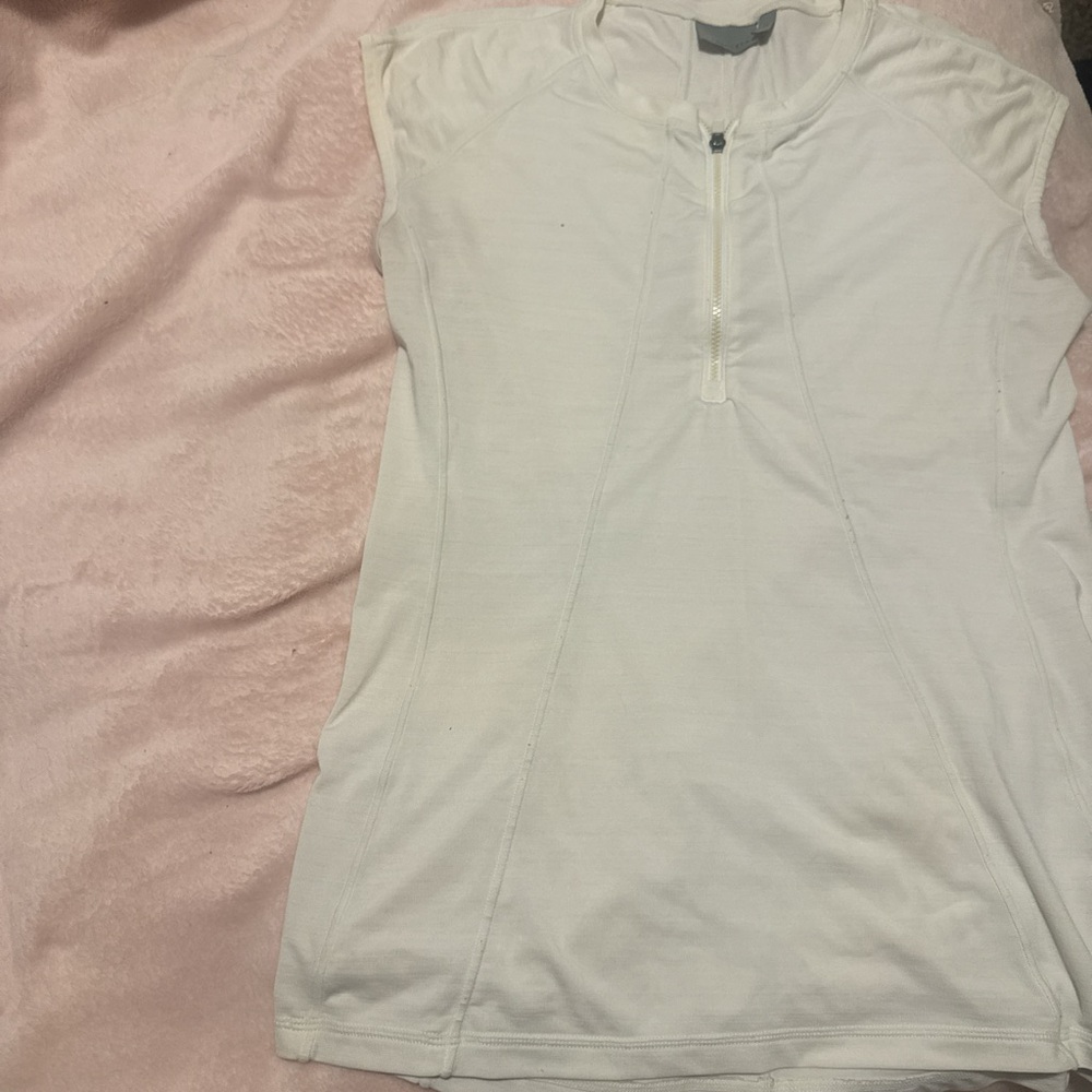 Athleta Cream Sleeveless Polo Tank Top